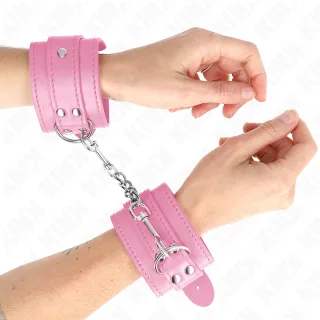 Fetisch-Toy KINK Handfesseln einfach mit Kette Rosa 23 cm