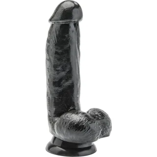 Realistischer Dildo mit Kugeln Schwarz 12 cm