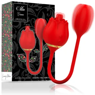 Auflegevibrator Viena mit Zunge und Vibro-Ei Rot