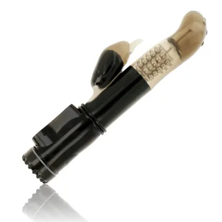 Rabbit-Vibrator Ohmama mit Delfin und Rotation Schwarz 10 x 3 cm