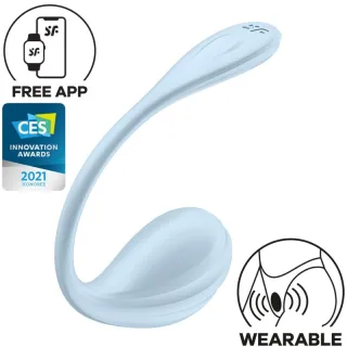 Vibro-Ei Satisfyer Smooth Petal tragbar mit App Hellblau