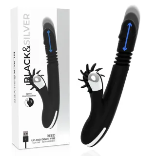 Rabbit-Vibrator Black&Silver Bunny Reed Up and Down Schwarz 24 x 3,5 cm