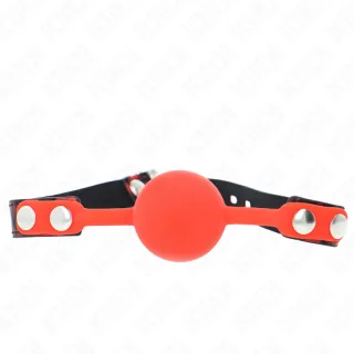 Fetisch-Toy KINK Knebel mit rotem Ball abschließbar Rot 4 cm