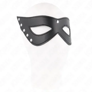 Augenmaske Kunstleder mit fünf Nieten Schwarz 8 cm