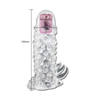 Penishülle Brave Man III mit Noppen und Vibration Transparent 13 x 4 cm