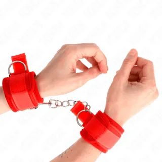 Fetisch-Toy KINK Handfesseln aus rotem Neopren Rot 42 x 5 cm