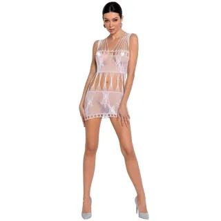 Netzkleid Passion Woman mit Blüten und Fächerträgern Weiß Einheitsgröße