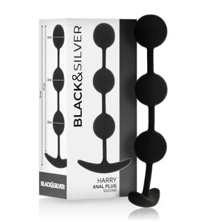 Analkette Black&Silver Harry aus Silikon Schwarz Ø 2,5 cm
