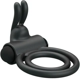 Penisring Osmond Doppelring mit Hasenohren Schwarz 7 x 5 cm