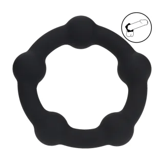 Penisring Silikon mit Perlen S Schwarz 6 x Ø 6 cm