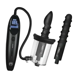 Vibrator-Set Rosebud Driller Deluxe mit Pumpe Silikon Schwarz/Durchsichtig 12 x Ø 5 cm