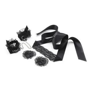 Bondage-Set Lace Me Up mit Spitze Schwarz 11,5 cm