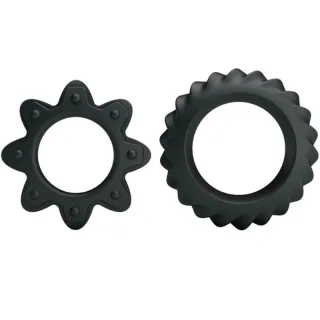 Penisring Set Flowering 2-teilig Schwarz 2,3 und 2,8 cm