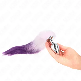 Analplug Edelstahl mit Fuchsschwanz Lila Größe L