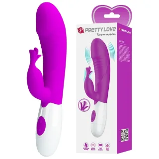 Rabbit-Vibrator Rasmussen mit Fingerarm und 30 Impulsen Lila 21 x 3,4 cm