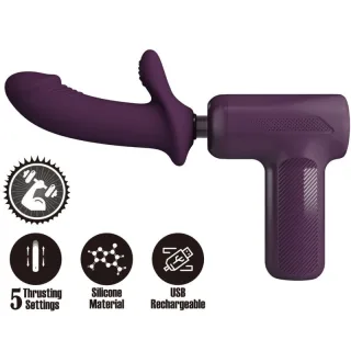 Vibrator DJ Scholar Stoßgerät mit Rabbit-Aufsatz Lila