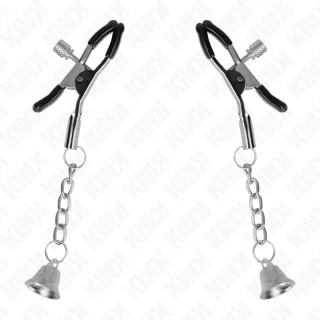 Nippelklemmen mit silberner Glocke am Kettchen Silber 6 cm
