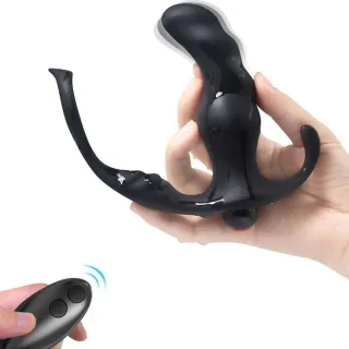 Prostata-Vibrator Night mit Ring und Fernbedienung Schwarz 10 x 3 cm