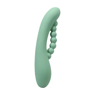 Rabbit-Vibrator Kakui Me mit Perlen und Wärmefunktion Grün 14 x Ø 5 cm