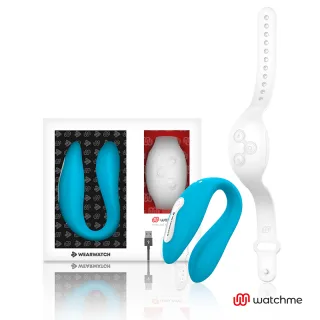 Paarvibrator Watchme Dual Blau mit Uhr Weiß