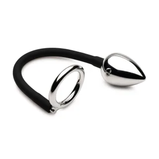 Penis- und Hodenring mit Analplug Schwarz 5,8 cm