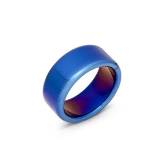 ?berzeugender Cockring aus geb?rstetem Edelstahl in Blau, ? 45 mm