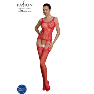 Bodystocking Passion Woman Eco Collection mit Kreuzband Rot Einheitsgröße