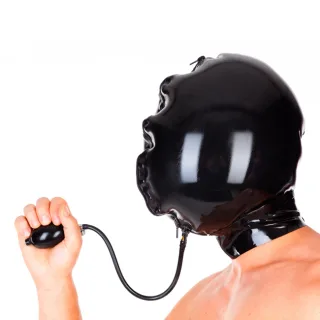 Latex-Maske, aufblasbar - Innen rot, außen schwarz