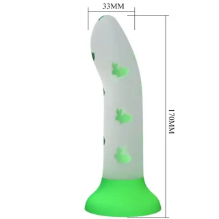 Dildo Magische Nacht biegsam mit Leuchtmotiven Grün 17 x 3,3 cm
