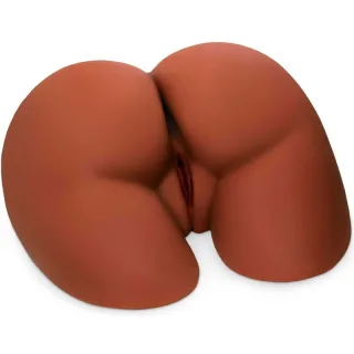 Masturbator PDX Plus Perfect Ass XL mit zwei Öffnungen Braun 14 x 7,6 cm