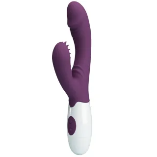 Rabbit-Vibrator Andre mit Borstenarm und gebogener Spitze Lila