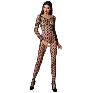Bodystocking Passion Woman langarm mit grobem Netz Schwarz Einheitsgröße