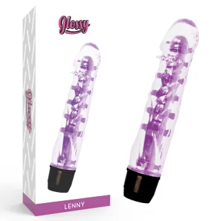 Vibrator Glossy Lenny mit Kugelreihen Lila 14 cm