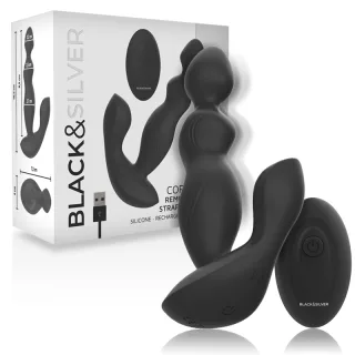 Analplug Black&Silver Cora mit Vibration und Fernbedienung aus Silikon Schwarz