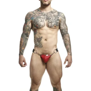 Jockstrap Dungeon Snap mit Ring und Ketten Rot Einheitsgröße