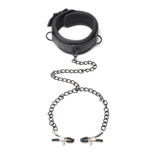 Nippelklemmen Verführerin mit Halsband Schwarz 16 cm
