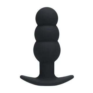Analvibrator aus Silikon mit drei Kugeln Schwarz
