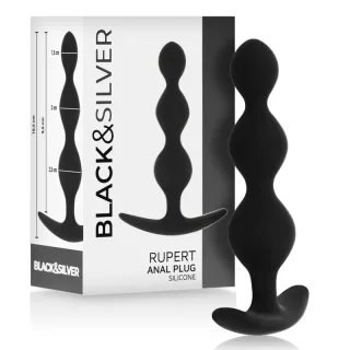 Analkette Black&Silver Rupert aus Silikon Schwarz Ø 2,5 cm