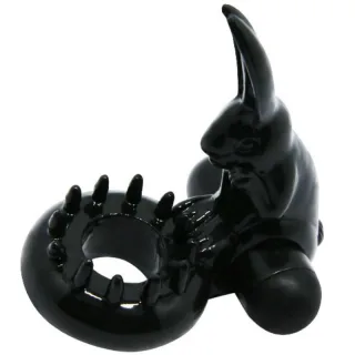 Penisring Sweet Ring mit Kaninchen und Vibration Schwarz