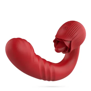 Rosen-Vibrator Osiria mit Stoßfunktion Rot