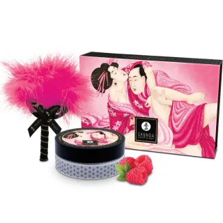 Massagepulver Shunga Kissable Himbeere mit Feder