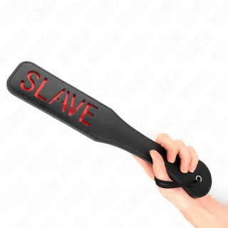 Paddle Leder mit Schriftzug SLAVE Schwarz 32 x 6 cm