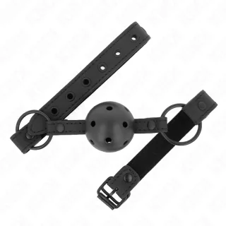 Fetisch-Toy KINK Knebel mit Ball und Luftlöchern ganz in Schwarz Schwarz 4,5 cm