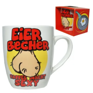 Becher Eier-Becher" Porzellan mit Spruch"