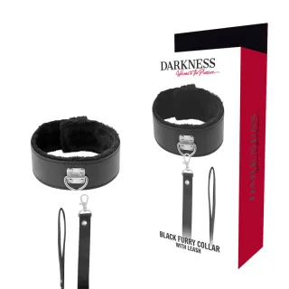 Halsband mit Plüschfutter und Titankette Schwarz