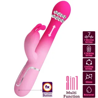 Rabbit-Vibrator Dejon 3-in-1 mit Stoß- und Drehfunktion Rosa 22,6 x 3,7 cm