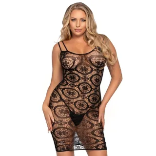 Kleid Minikleid mit Häkelmuster Schwarz