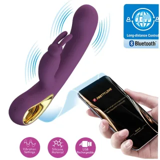Rabbit-Vibrator Liam mit App-Steuerung und 12 Modi Lila