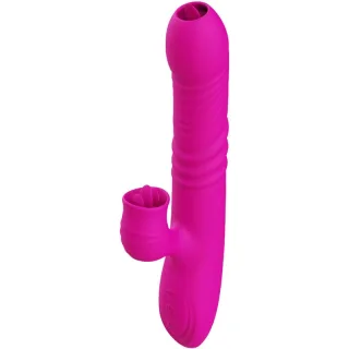 Multifunktionsvibrator Fanny Doppelzunge mit Wärmeeffekt Fuchsia 21,9 cm
