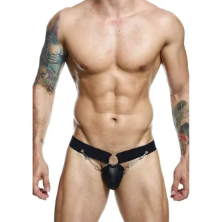 Jockstrap Dungeon mit Ketten und Lederbeutel Schwarz Einheitsgröße